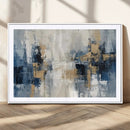 Modern Abstract Canvas Wall Art in Blue and Gold Tones |