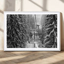 Winter Ski Lift Black and White Canvas Wall Art – Alpine