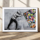 Banksy Art Behind the Curtain Street Wall Art Canvas Print |