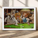 Dogs Playing Pool Canvas Wall Art Funny Gifts Dog Print