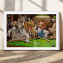 Dogs Playing Pool Canvas Wall Art Funny Gifts Dog Print
