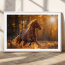 Running Horse Sunset Forest Wall Art Canvas Print