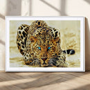 Blue-Eyed Leopard Canvas Wall Art - Framed Animal Print
