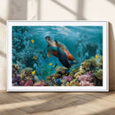 Sea Turtle and Coral Reef Triptych Wall Art – Vibrant
