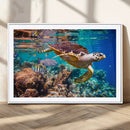 Sea Turtle Wall Art Canvas Print – Vibrant Ocean Coral Reef