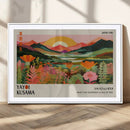 Framed Yayoi Kusama Print, Vibrant Floral Mountain Art