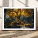 Golden Tree of Life Canvas Wall Art Print - Majestic Glowing
