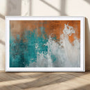 Vintage Abstract Print - Bold Teal and Orange Canvas Wall
