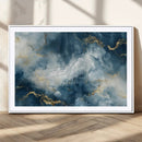 Large Abstract Print - Luxe Blue and Gold Abstract Canvas