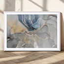 Large Abstract Blue and Gold Canvas Wall Art | Fluid Ink
