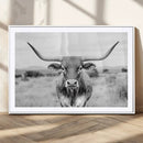 Highland Cow Wall Art Canvas Print – Black and White Western