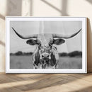 Highland Cow Wall Art Canvas Print – Black and White Western
