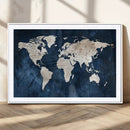 Vintage World Map Canvas Wall Art - Framed Map Print for