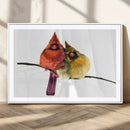 Cardinal Bird Canvas Wall Art - Male and Female Cardinal