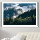 Misty Forest Wall Art Canvas Print – Pine Hills Foggy Trees