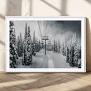Snowy Pines Wall Art Canvas Print – Framed Ski Lift Winter