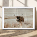 Texas Longhorn Wall Art Canvas Print – Framed Brown Horned
