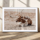 Texas Longhorn Wall Art Canvas Print – Framed Resting Bull by MyGreatCanvas | Canvas Wall Art Prints | Photo Prints & Wall Decor