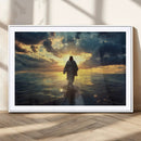 Jesus Walks Wall Art Canvas Print Framed Divine Sunset Art