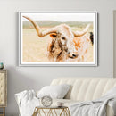 Texas Longhorn Wall Art Canvas Print – Framed Speckled Cow