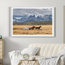 Grand Teton Park Wild Horses Wall Art Canvas Print – Framed