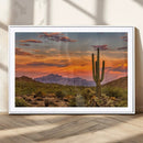 Saguaro Cactus Wall Art Canvas Print – Framed Arizona Sunset