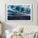 Black Beach Wall Art Canvas Print – Framed Aerial Ocean View