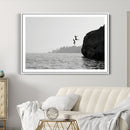 Jumping Wall Art Canvas Print – Framed Coastal Ocean Scene
