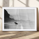 Surfer Beach Wall Art – Framed Black White Ocean Canvas by MyGreatCanvas | Canvas Wall Art Prints | Photo Prints & Wall Decor
