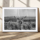 Monochrome Highland Cow Wall Art Canvas Print – Framed by MyGreatCanvas | Canvas Wall Art Prints | Photo Prints & Wall Decor