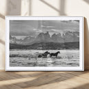 Wild Horses Wall Art Canvas Print – Framed Black and White by MyGreatCanvas | Canvas Wall Art Prints | Photo Prints & Wall Decor