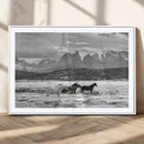 Wild Horses Wall Art – Framed Black White Mountain Canvas by MyGreatCanvas | Canvas Wall Art Prints | Photo Prints & Wall Decor