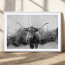 Western Longhorn Wall Art Canvas Print – Framed Rustic Cow by MyGreatCanvas | Canvas Wall Art Prints | Photo Prints & Wall Decor