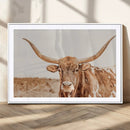 Texas Longhorn Wall Art Canvas Print – Framed Sepia Cow Art by MyGreatCanvas | Canvas Wall Art Prints | Photo Prints & Wall Decor
