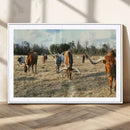 Texas Longhorns Wall Art Canvas Print – Framed Rustic Farm by MyGreatCanvas | Canvas Wall Art Prints | Photo Prints & Wall Decor