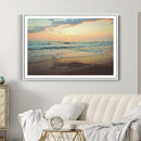 Sunset Seascape Wall Art Canvas Print – Framed Pastel Ocean