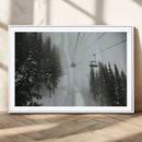 Ski Lift Wall Art Canvas Print – Snowy Pines Misty Landscape