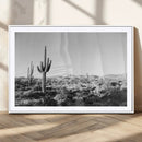 Saguaro Cactus Wall Art Canvas Print – Framed Monochrome