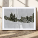 Frosty Pines Wall Art Canvas Print – Framed Silent Snowfall