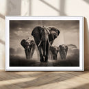 Elephant Family Wall Art Canvas Print, Framed Elephant Wall
