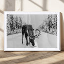 Moose Wall Art Canvas Print – Winter Snowy Forest Antlers by MyGreatCanvas | Canvas Wall Art Prints | Photo Prints & Wall Decor