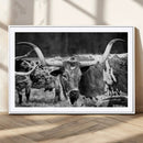 Black & White Longhorn Cattle Wall Art Canvas Print, Rustic by MyGreatCanvas | Canvas Wall Art Prints | Photo Prints & Wall Decor