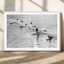 Black White Surfers Wall Art Canvas Print – Riding Gentle by MyGreatCanvas | Canvas Wall Art Prints | Photo Prints & Wall Decor