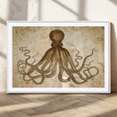Sepia Octopus Wall Art Abstract Animal Canvas Print