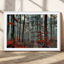 Autumn Forest Wall Art – Enchanting Red Leaves Canvas Print,