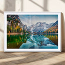Spectacular autumn view of Braies Lake Wall Art Canvas Print by MyGreatCanvas | Canvas Wall Art Prints | Photo Prints & Wall Decor