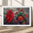 Red Chili Peppers Wall Art Kitchen Artwork Canvas Print