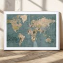 Classic World Map Canvas Print – Framed Vintage Map Wall by MyGreatCanvas | Canvas Wall Art Prints | Photo Prints & Wall Decor