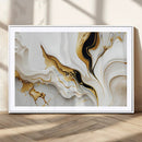 Gold Waves on Pure White Canvas – Gold Abstract Art for