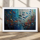Modern Abstract Fish Shoal Wall Art Canvas Print, Colorful